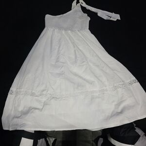 White One-Shoulder Dress with Lace Detail